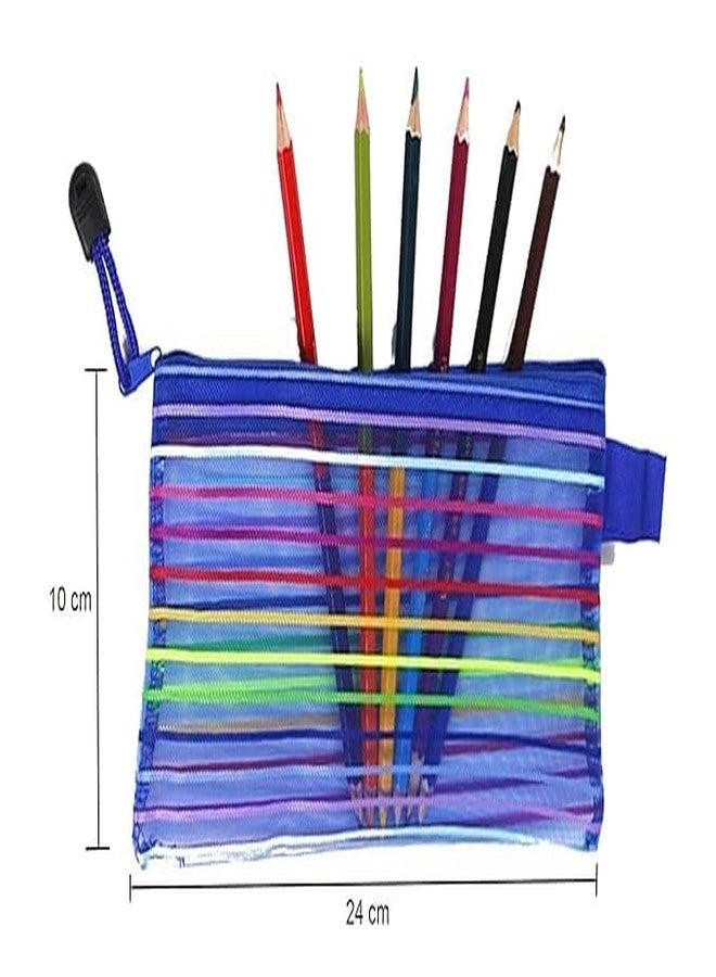 Sellon1 Mesh Zipper Pouch, Zipper Pencil Pouch Net Zipper Pouch Multipurpose Travel Mesh Bag Plastic Colorful Small Pouches with Zipper to Storage Cosmetics Stationery Office Supplies Pack of 12 - Image 2